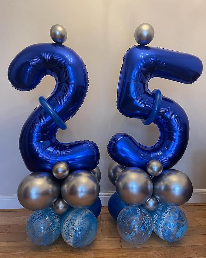 40 Inch Navy Blue 25 Number Balloons Giant Jumbo Huge 25 or 52 Foil Mylar Helium Number Digital Balloons Dark Blue Birthday Mylar Digital Balloons 25 Birthday Party 25th Anniversary Events Party