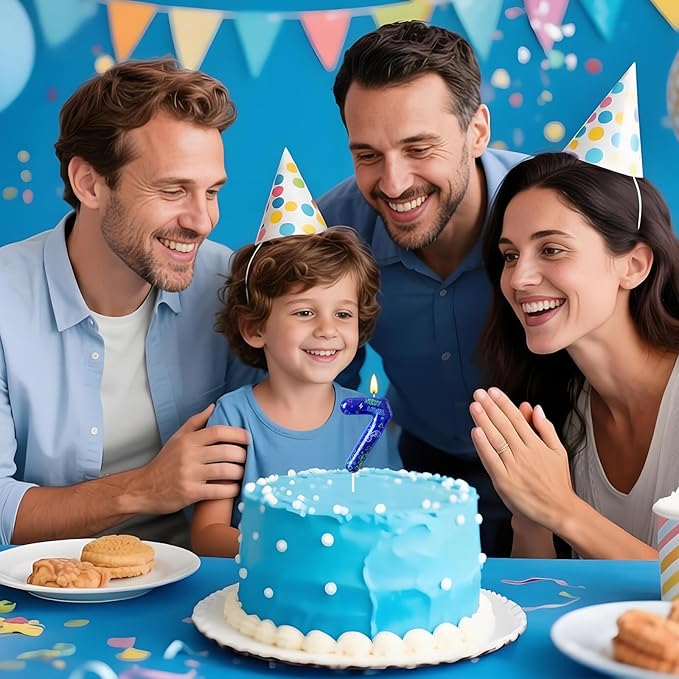 Number 7 Birthday Candle for Cake – Blue Gaming Theme Number Candle with “Next Level” Design, Video Game Style Cake Topper for Anniversary & Celebration