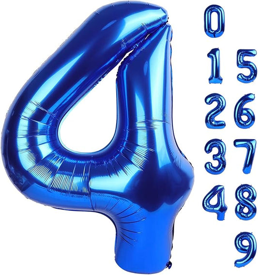 Numbers Balloons 40 Inch 4 Navy Blue Balloons for 4th Birthday Party, Number 4 14 40 Balloons