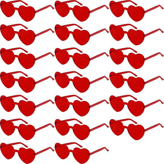 2/4/8/12/20 Pairs Heart Shaped Sunglasses Transparent Heart Glasses Rimless Trendy Eyewear for Valentines Party Favor