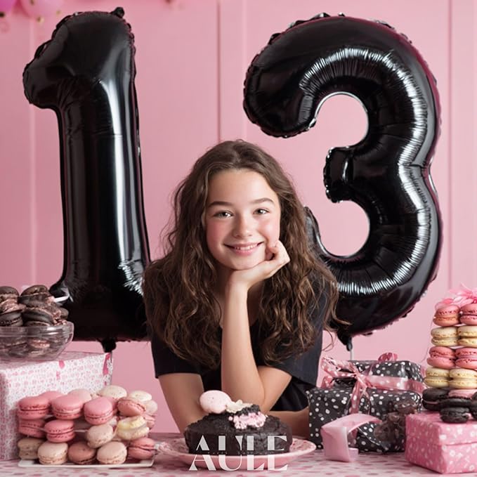 AULE 40 Inch Big Black 3 Balloon Number Large Foil Helium Number Balloons 0-9 Jumbo Giant Happy 3rd Birthday Party Decorations for Boy or Girl Huge Mylar Anniversary Party Supplies