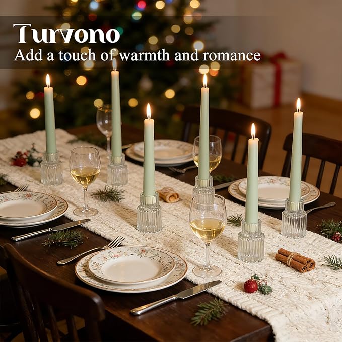 Clear Glass Taper Candle Holders Set of 12, Small Tapered Candlestick Holders in Bulk, Modern Short Candle Sticks for Dining Table Centerpiece Wedding Christmas Party & Holiday Decorations