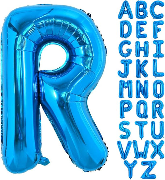 TONIFUL 40 Inch Large Blue Letter R Balloons Giant Foil Mylar Alphabet Letter Balloons for 2026 Graduation Birthday Party Anniversary New Year Graduation Supplies Decorations
