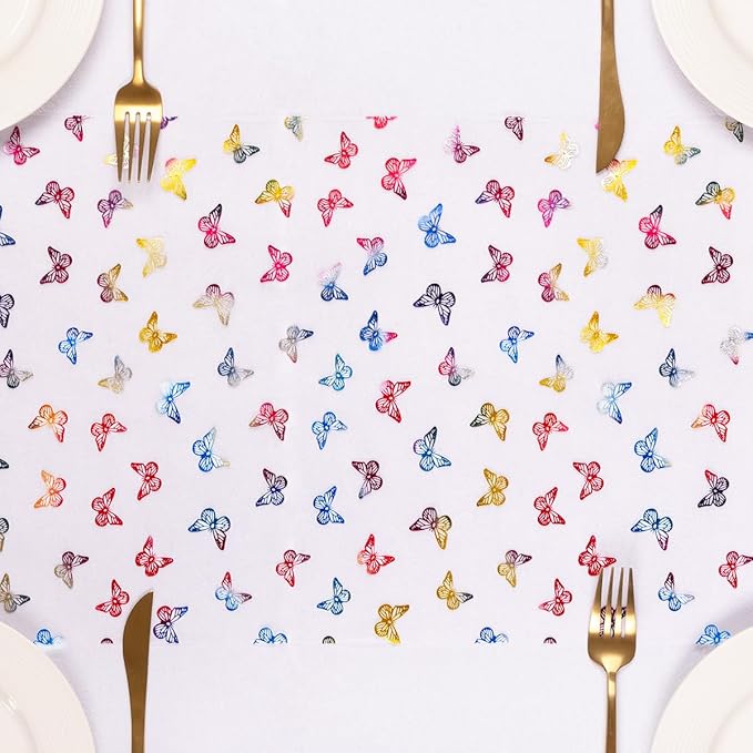 Socomi Butterfly Spring Table Runner Gauze Easter Seasonal Holiday Dining Table Decoration for Indoor Outdoor Home Party Decor 108 inch 1pc