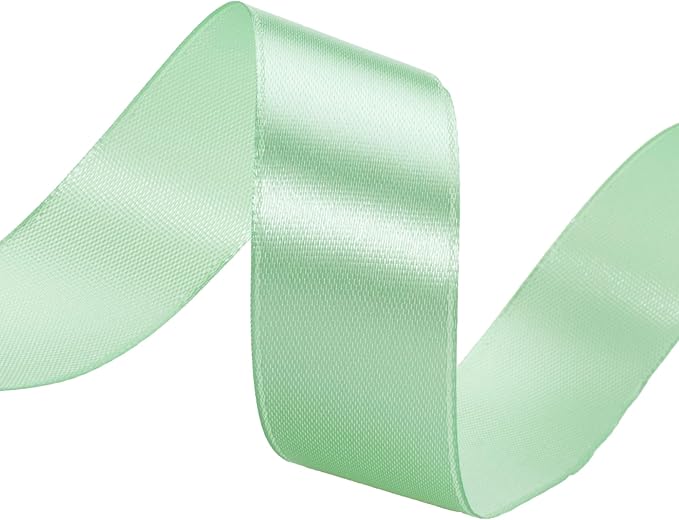 YASEO 1 Inch Mint Green Solid Satin Ribbon, 50 Yards Craft Fabric Ribbon for Gift Wrapping Floral Bouquets Wedding Party Decoration