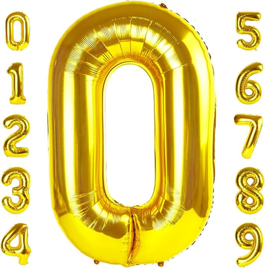 Number 0 Balloons 40 Inch Gold Number Balloons for 10 20 30 40 50 60 70 80 90 100 Numbers Balloon Birthday Decorations Wedding Event