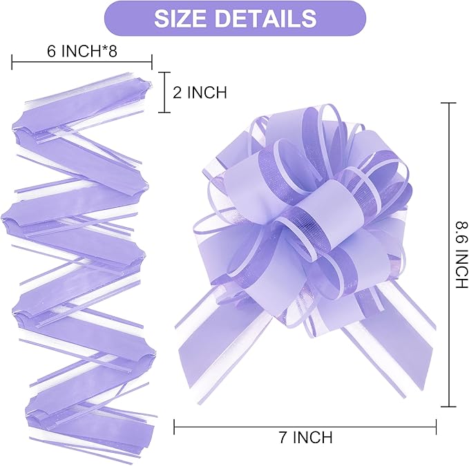 20pcs 7 Inch Pull Bows Pastel Purple Gift Wrap Bows for Gift Wrapping, Ribbon, Party Decorations