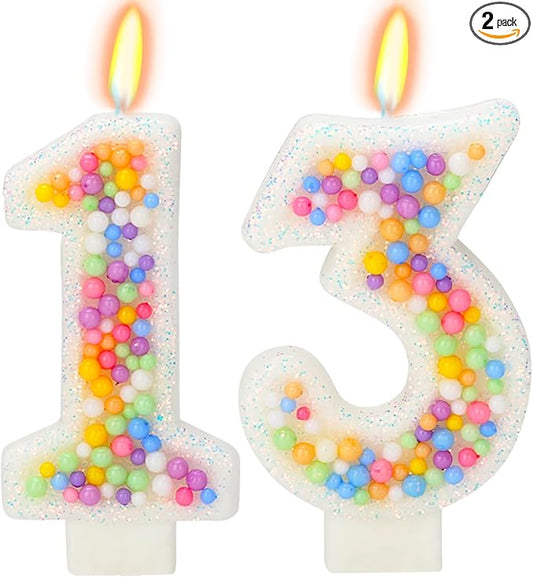 13th Birthday Candle for Cake, Colorful Macaron Numeral Candles for Boys/Girls, Theme Birthday Party Cake Decorations, Cake Topper for Birthday Party Supplies (Number 13)