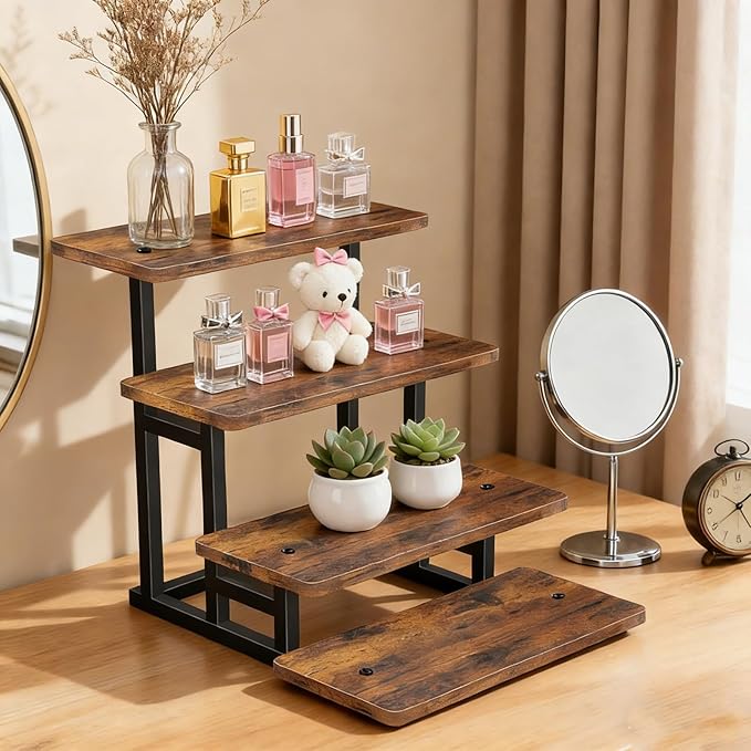 Lily Cupcake Stand for 50 Cupcakes, 2 PACK Wooden Dessert Table Display Set for Wedding Cupcake Tower, Stepped Tiered Tray Stand 4 Tier Risers Display Stands Serving Trays for Party Market Display
