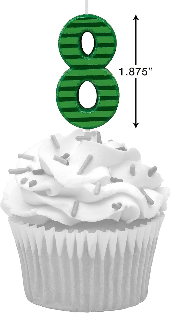 Papyrus Number 8 Birthday Candle, Green Stripes (1-Count)