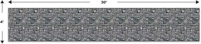 Beistle Brick Stone Wall Backdrop, 4’ x 30’ – Medieval Party Decorations, Medieval Decor Background, Photo Backdrop, Easy to Adhere Wall Covering, Stone Backdrop, Halloween Party Decorations
