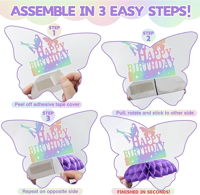 8 Pcs Iridescent Party Decorations Honeycomb Centerpieces, Happy birthday Table Decorations, birthday Party Decorations 3d Double Side Honeycomb Decorations for birthday Day Party