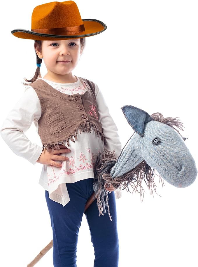 4 Pack Kids Cowboy Hat Felt Western Cowboy Hat Wide Brim Cowgirl Hat for Boys Girls Cosplay Party Costume Accessory