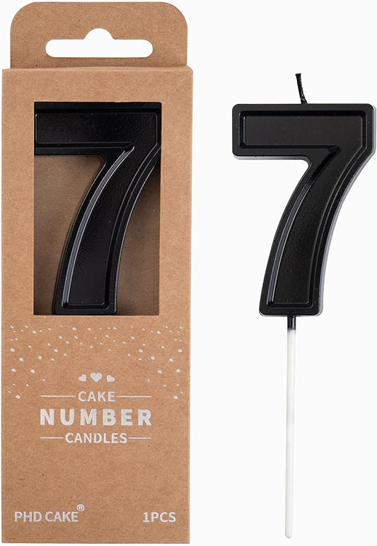 PHD CAKE 2.76 Inch Luxe Black 7 Number Birthday Candles, Black Number Candles, Cake Number Candles, Party Celebration
