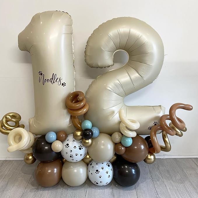 40 Inch Cream Number 2 Balloon, Beige Large 2nd Birthday Balloons, Digital 2 Cream White Giant 2 Foil Balloon Helium for Boys Girls 2nd Birthday Decorations Anniversary Baby Shower Party Supplies