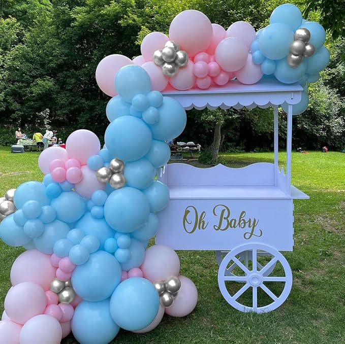 139pcs Gender Reveal Balloon Garland Arch Kit with Pink and Blue Balloons Silver Balloons for Boy or Girl Gender Reveal Decorations Birthday Party Baby Shower Celebration Wedding Anniversary (No Box)
