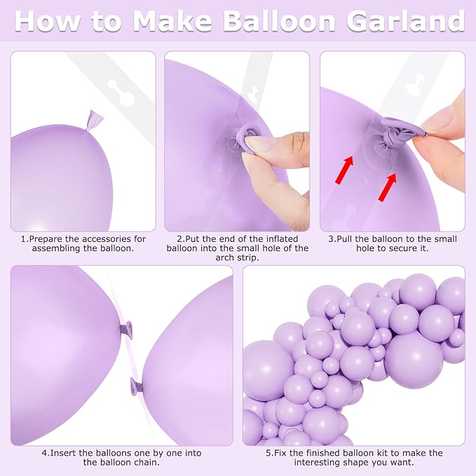 Amandir 153pcs Lavender Balloons Arch Garland Kit Different Sizes 18 12 10 5 Inch Latex Lilac Light Pastel Purple Balloon Fairy Birthday Wedding Princess Gender Reveal Bachelorette Party Decorations