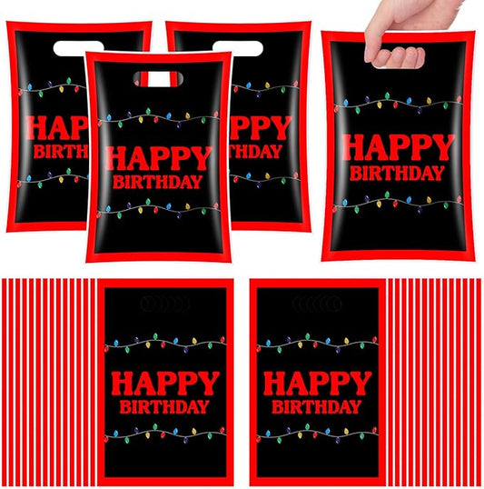 Eccliy 30 Pcs Strange Themed Party Favor Bags Retro Scary Colorful Light Bulbs Party Decorations Retro Scary Neon Glow Spooky Themed Bags for Birthday Supplies