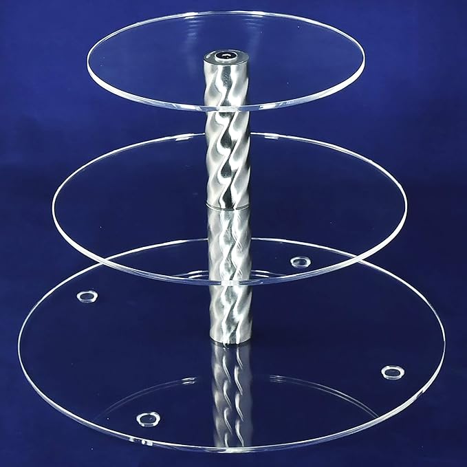 AMT Acrylic Cupcake Stand | Clear Acrylic Cupcake Stand for 22 Cupcakes | 3 Tiers Cupcake Stand | Perfect for a Wedding Shower, Birthday Party, Baby Shower. (1 pc/Box) (Rounds - 3 Tiers)