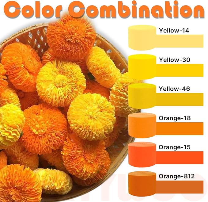 PartyWoo Orange Crepe Paper Streamers 8pcs 656ft Pack of Boho Orange Sand White Burbundy Crepe Paper Streamers for Thanksgiving Little Cutie Baby Shower Autumn Luau Theme Birthday Party Decorations