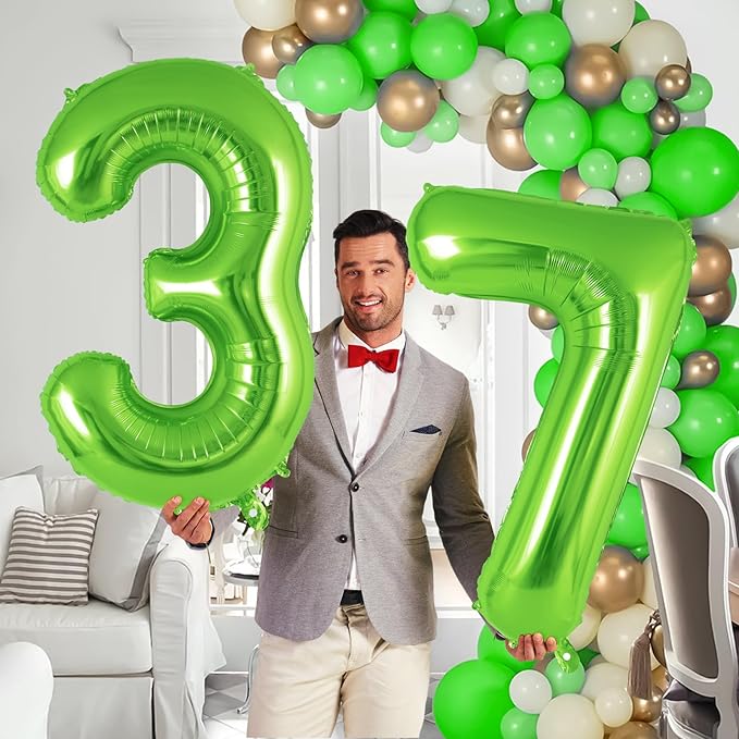 Green Number 7 Balloon 40 Inch, Big Large Foil Helium Number Balloons, Jumbo Giant Mylar Number 7 Balloons for 7 Year Old Birthday Party Decorations Supplies Anniversary Celebration