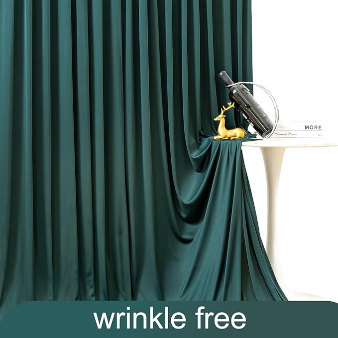 20ft x 10ft Wrinkle Free Hunter Green Wedding Backdrop Curtains for Party Bridal Shower Reception Decorations Green Fabric Curtain Backdrops Drapes for Photography Baby Shower Birthday Background