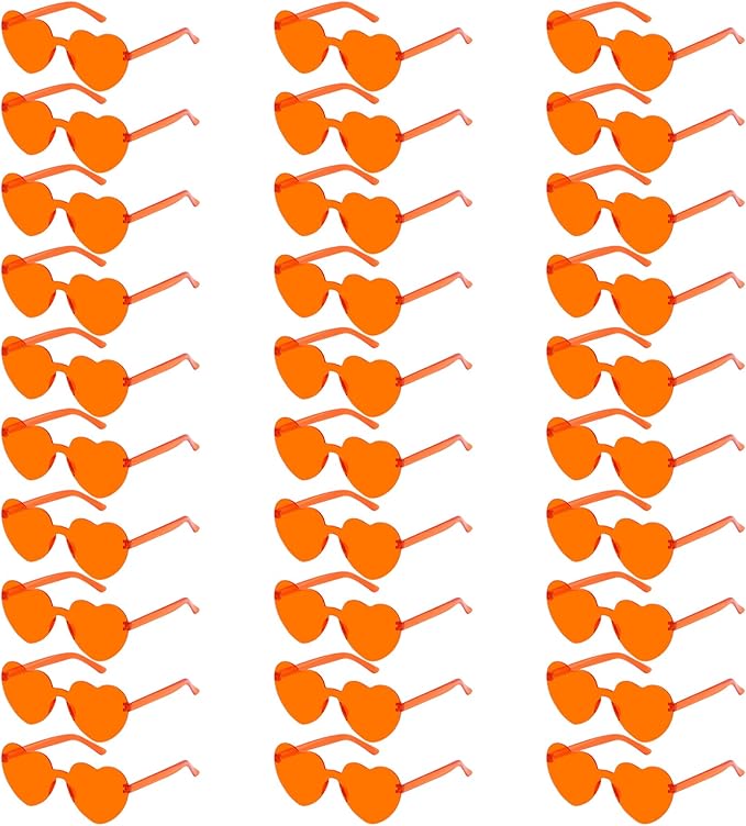 30 Pcs Heart Shape Sunglasses Frameless Transparent Glasses Get-Together Favors for Women
