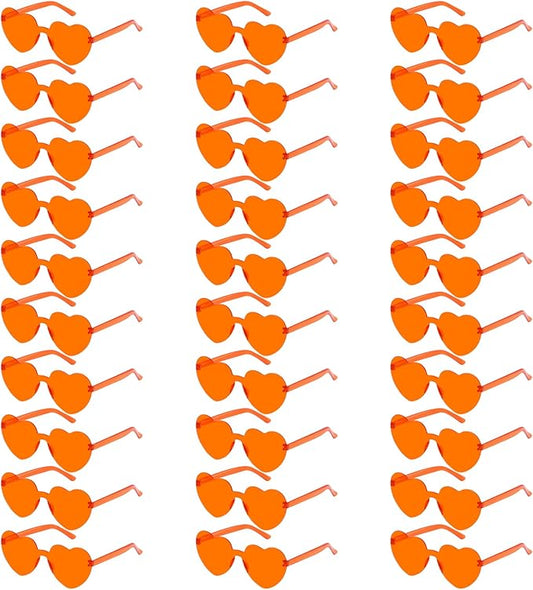 30 Pcs Heart Shape Sunglasses Frameless Transparent Glasses Get-Together Favors for Women