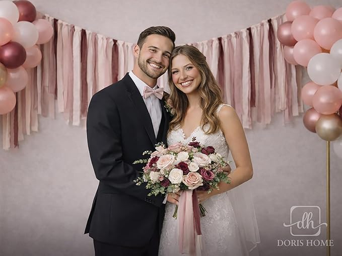 DORIS HOME Mauve Chiffon Ribbon for Flower Bouquet, 1" x21Yd Fabric Ribbon for Gift Wrapping, Handmade Frayed Ribbon for Wedding Invitations/Christmas Decorations