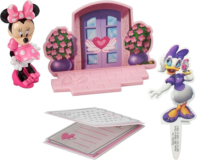 DecoSet® Disney Minnie Mouse Happy Helpers Cake Topper, 4-Piece Cake Decoration Set with Minnie Mouse And Daisy Duck