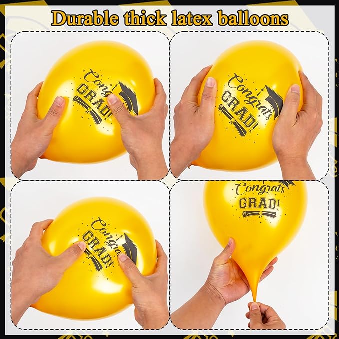GuassLee Graduation Black and Gold Balloons 2026 - Grad Latex Confetti Balloons with Congrats Grad Foil Balloons for Graduation Party Decorations Supplies, 60Pcs