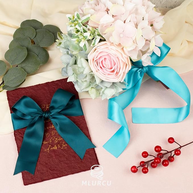 Satin Ribbon 1-1/2 Inch x 48Yds Assorted Colorful Wide Bulk Ribbon Pack, Double Faced Satin Ribbon Set, Thick Silk Fabric Ribbons for Crafts, Flower Bouquet, Christmas Gift Wrapping, Hair Bows