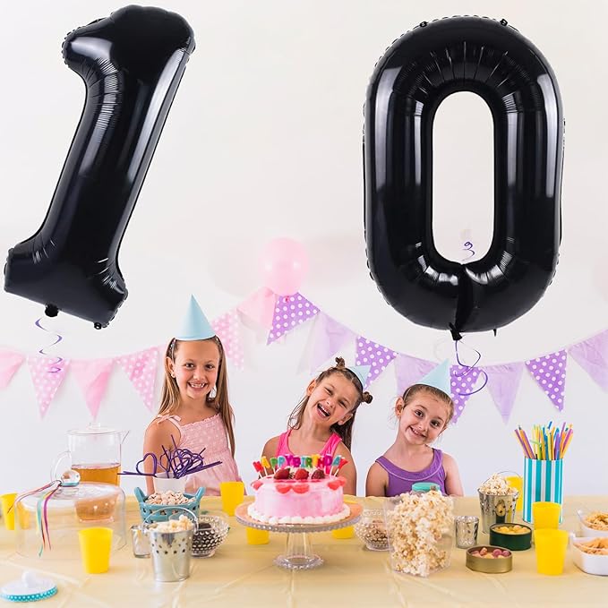 40 inch Number Balloon 0-9 Black Large Number 10 Balloons,Digital Balloons for Birthday Party Celebration Decorations Supplies, Helium Foil Number Balloons for Wedding Anniversary