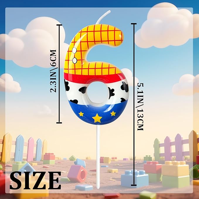 Toys Inspired Game Birthday Number Candles, Cartoon Story Number Candles, Cartoon Cake Decorations, Birthday Decoration Supplies, Suitable for Boys and Girls Party Celebrations (6)