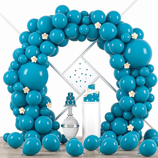Voircoloria 90pack Peacock Blue Balloons Different Size 18/12/10/5 Inch Pastel Green Balloon Garland Arch Kit for Baby Shower,Graduation, Wedding, Birthday, Gender Reveal, New Year Decorations