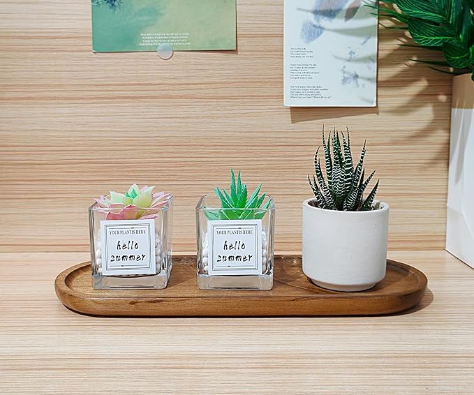 Small Wooden Oval Tray (11.3 x 4.1 inch) 3 Pack, Mini Serving Tray for Coffee Tables, Dessert, Snack, Fruit, Acacia Wood Platter for Vegetable, Decor Restaurant