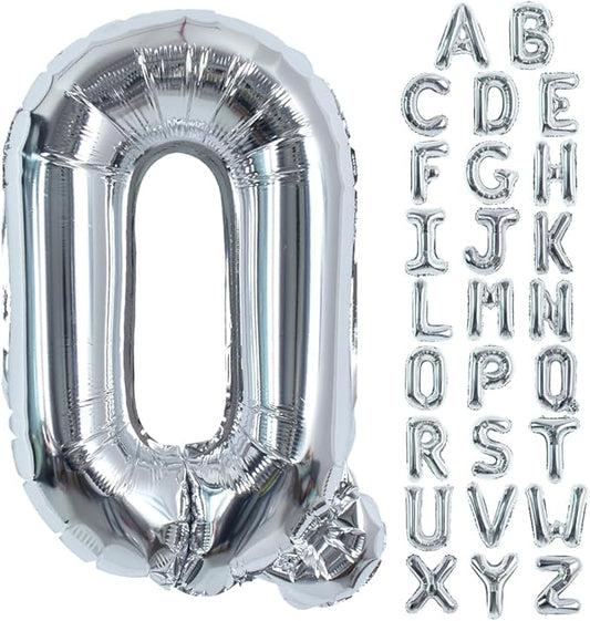 TONIFUL 40 Inch Large Silver Letter Q Balloons Helium Balloons,Foil Mylar Big Letter Balloons for 2026 New Year Eve Graduation Wedding Baby Shower Birthday Party Anniversary Supplies Decorations