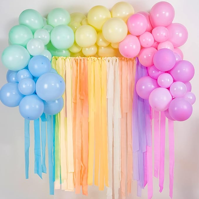 PartyWoo Pastel Crepe Paper Streamers 8pcs 656ft Pack of Pastel Rainbow Colorful Crepe Paper Streamers for Graduation Baby Shower Unicorn Easter Safari Spring Rainbow Theme Birthday Party Decorations