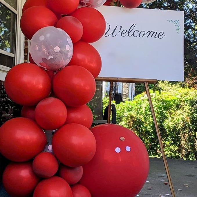 Voircoloria 130pcs Red Balloons Different Sizes 18" 12" 10" 5" Party Latex Balloons for Valentine's Day Birthday Christmas Baby Shower Wedding Anniversary Party Decorations