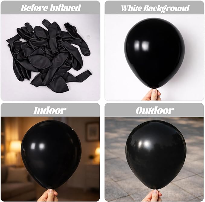 Voircoloria Black Balloons, 66pack 12inch Black Latex Party Balloons for Graduation, Wedding, Birthday, New Year, Baby Shower, Anniversary, Holiday Party Decorations