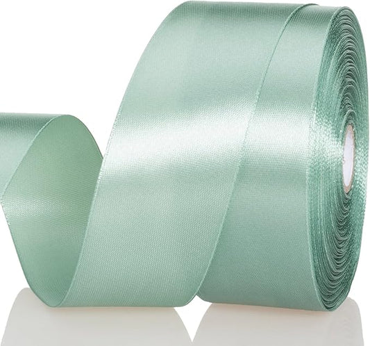 YASEO 1 1/2 Inch Sage Green Solid Satin Ribbon, 50 Yards Craft Fabric Ribbon for Gift Wrapping Floral Bouquets Wedding Party Decoration