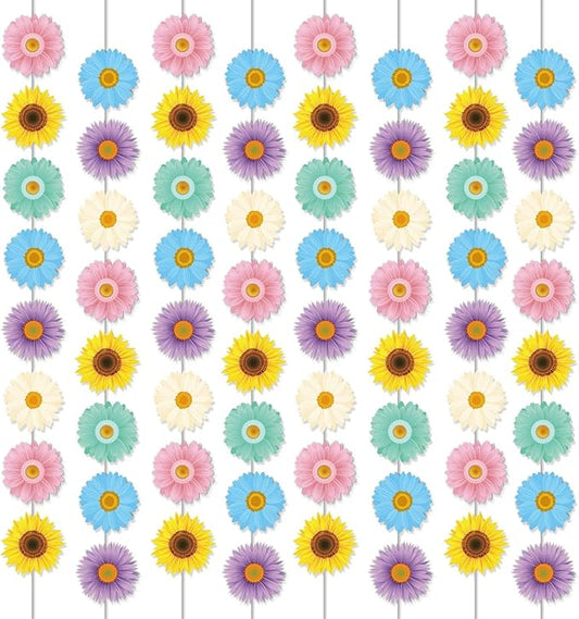 12 Packs Spring Sun Flowers Banners Sunflower Garland Kit Flower Hanging Swirl Spring Party Supplies Decorations Sunflower Paper Cutouts for Birthday Party Home Classroom Favor Supplies Decor