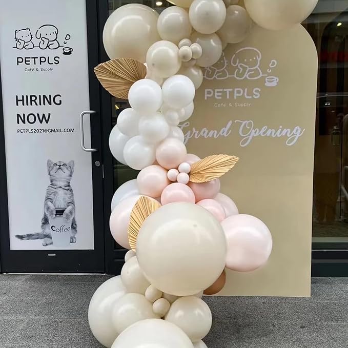 Voircoloria 90pack Ivory Balloons Different Size 18/12/10/5 Inch Ivory White Balloon Garland Arch Kit for Graduation, Wedding, Birthday, Princess Theme, Baby Shower, Anniversary Party Decorations