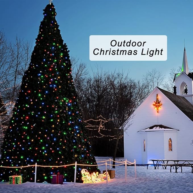 Pooqla Christmas Colorful String Lights, 200 LED Clear Wire Indoor and Outdoor Lights