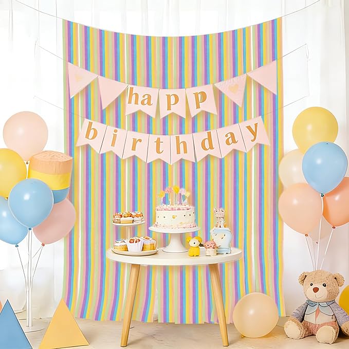 PIGETALE 6 Pastel Streamers, 197ft Pack of Rainbow Colorful Crepe Paper Streamers for Birthday Wedding Bachelorette Bridal Shower Unicorn Easter Spring Theme Party Hanging Backdrop DIY Crafts Supplies