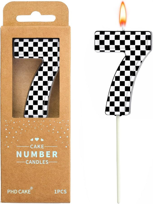 PHD CAKE 2.76 Inch Number 7 Racing Birthday Candles, Cool Racing Themed Number Candles, Cake Number Candles, Party Celebration, Style Candle