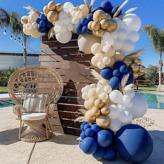 Voircoloria 130pcs Navy Blue Balloons Different Sizes 18" 12" 10" 5" Dark Blue Balloons for Birthday Graduation Baby Shower Anniversary New Year Party Holiday Decorations