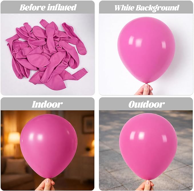 Voircoloria Retro Hot Pink Balloons, 66pack 12inch Blush Hot Pink Balloons Latex Party Balloons for Birthday Baby Shower Valentine's Day Graduation Wedding Gender Reveal Anniversary Party Decorations