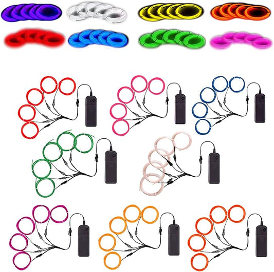 8 pasks 5-in-1 Meter El Wire,Illuminated Decorative Wire, Suitable for Birthday Parties, Thanksgiving, and Other Occasions