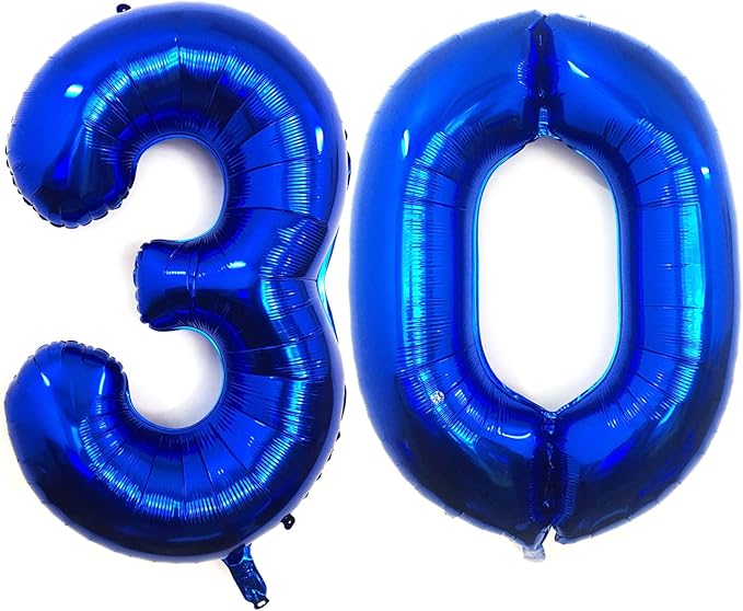 40 Inch Navy Blue 30 Number Balloons Giant Jumbo Huge 30 Foil Mylar Helium Number Digital Balloons Dark Blue Birthday Mylar Digital Balloons Dirty 30th Birthday Party 30th Anniversary Events Party